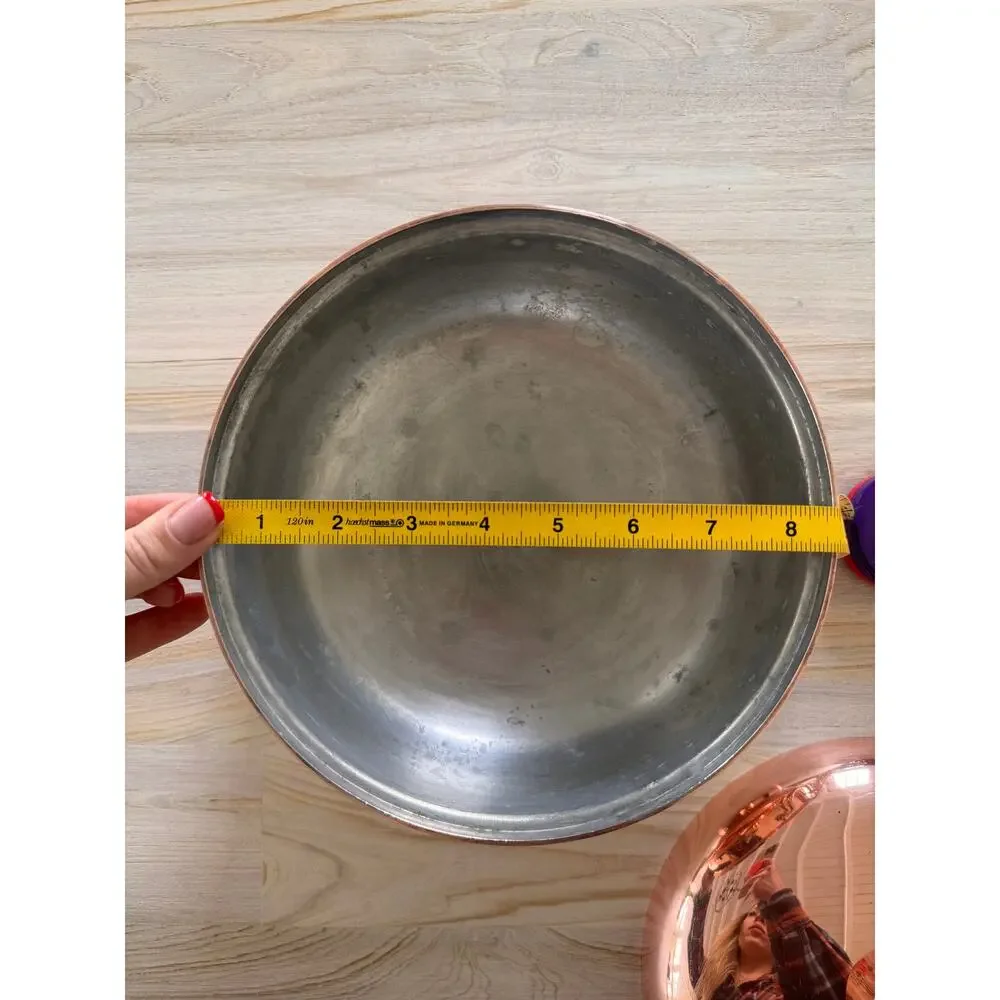 VINTAGE Copper Pot with Lid Carry Handles & Matching Scalloped Edge Base Stand